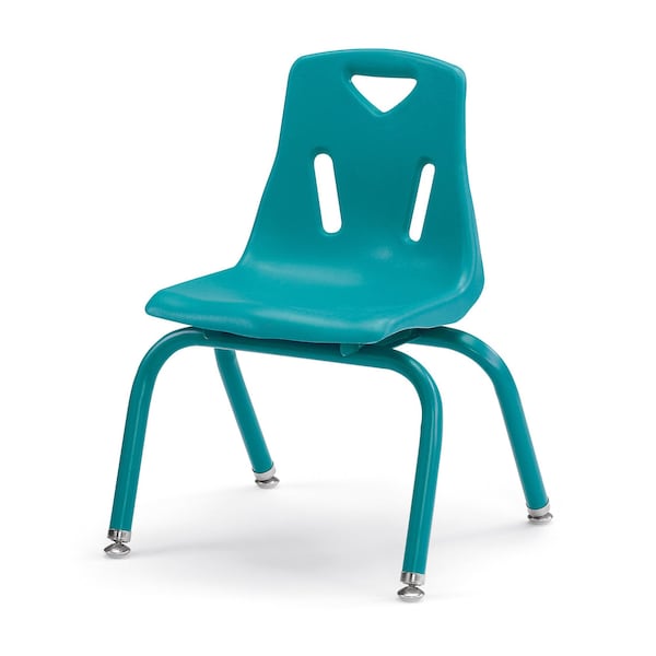 Berries Stacking Chairs with Powder-Coated Legs, 12 in. Ht, Set of 6, Teal